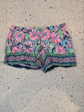Lilly Pulitzer Pink Floral Print Womens Shorts with Navy & Green